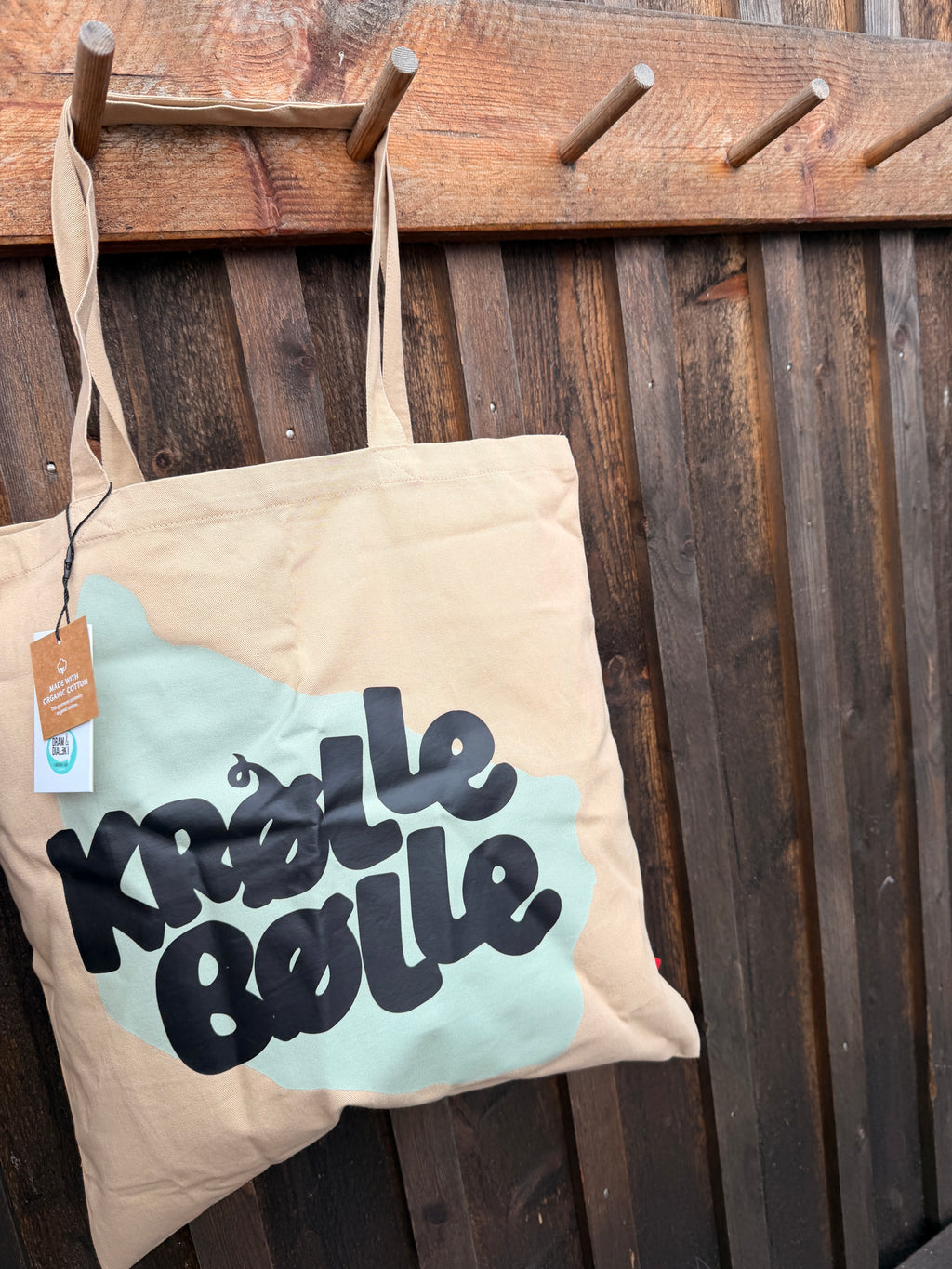 Alm. Mulepose "Krølle Bølle logo med omrids"