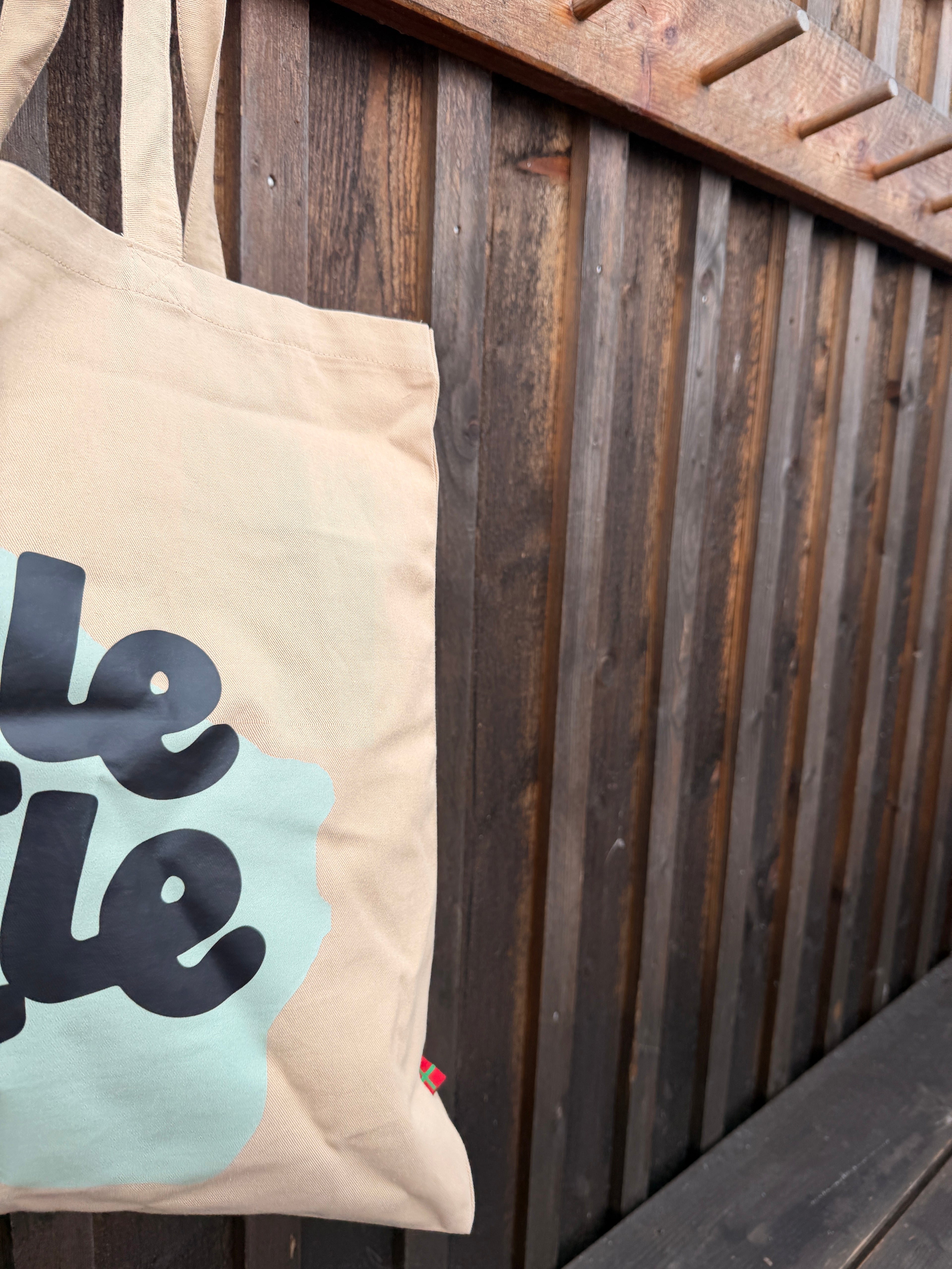 Alm. Mulepose "Krølle Bølle logo med omrids"